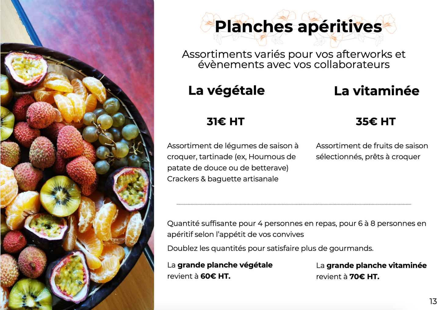 Plateaux prêts à poser végétariens